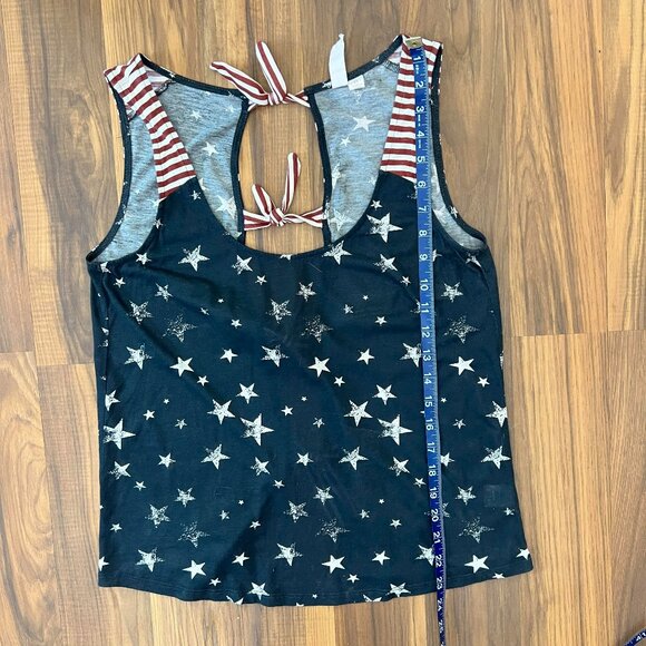 Stars, Stripes & Bows Open Back Tie Women's Sleeveless Tank Top - Small - Picture 10 of 12